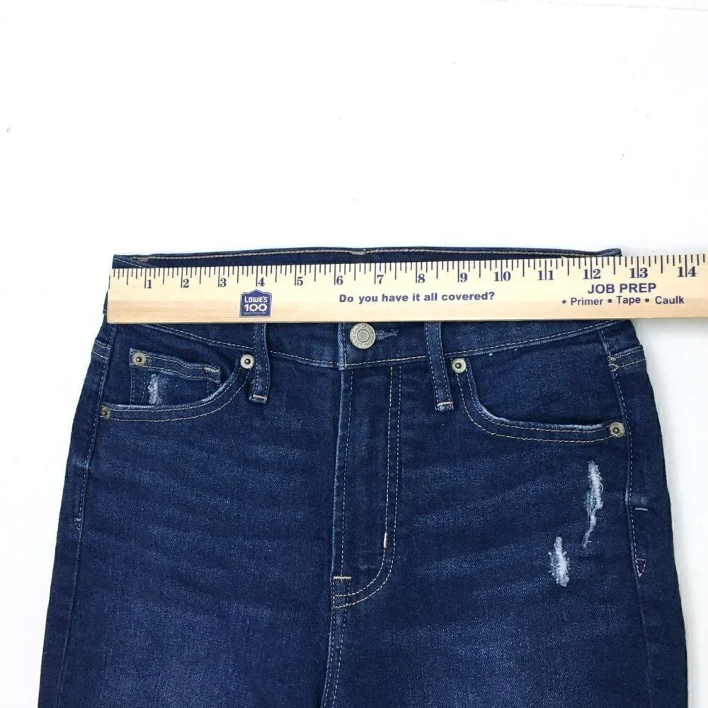 Gap Jeans Women's True Skinny High Rise Dark Wash Distressed size 0 length 27